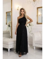 model 21941593 Dlouhé třpytivé večerní šaty na jedno rameno klasické černé - numoco basic model 21941593 Dlouhé třpytivé večerní šaty na jedno rameno klasické černé - numoco basic