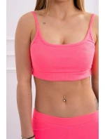 Sada s halenkou top žebrovaný růžová neonová