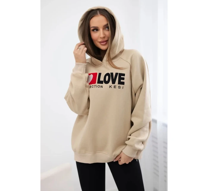 Zateplená bavlněná mikina s kapucí světle béžová Zateplená bavlněná mikina s kapucí světle béžová