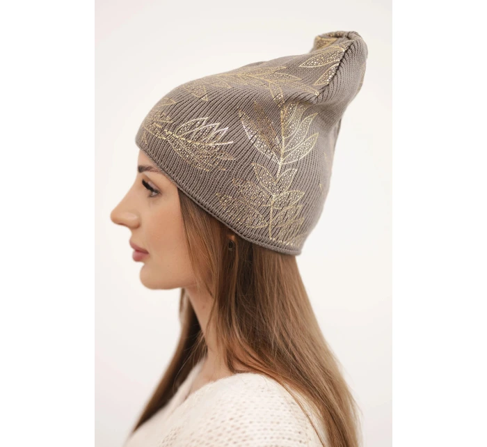 Dámska zimná vlnená čiapka s dvojitým okrajom K426 oranžová