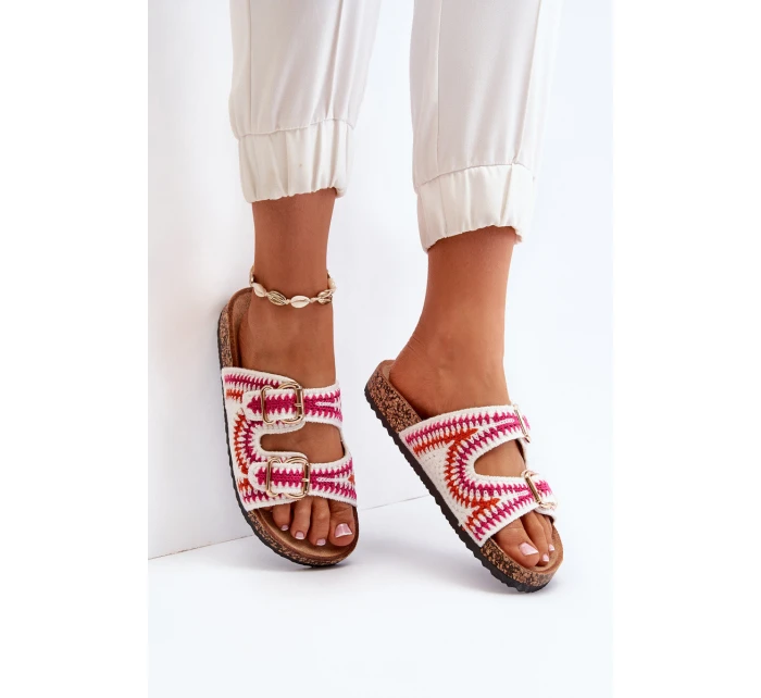 Damskie Klapki Na Korkowej Podeszwie Białe Fannea Damskie Klapki Na Korkowej Podeszwie Białe Fannea