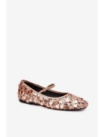Baleríny Ozdobené Flitry Růžové Šampaňské Terlina Baleríny Ozdobené Flitry Růžové Šampaňské Terlina