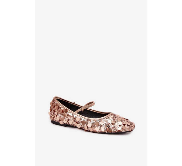 Baleríny Ozdobené Flitry Růžové Šampaňské Terlina Baleríny Ozdobené Flitry Růžové Šampaňské Terlina