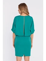 M904 Blúzkové šaty s rozparkom vzadu - tyrkysové