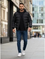 Pánská prošívaná zimní bunda s kapucí černá Dstreet model 21993617 - FashionStreet