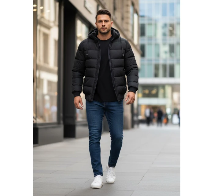 Pánská prošívaná zimní bunda s kapucí černá Dstreet model 21993617 - FashionStreet