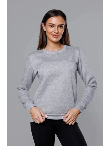 Šedá dámská tepláková mikina se stahovacími lemy model 16150347 - J.STYLE Šedá dámská tepláková mikina se stahovacími lemy model 16150347 - J.STYLE