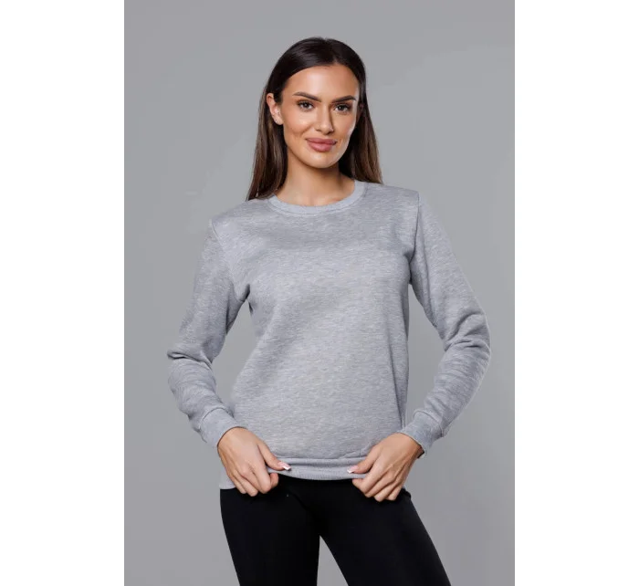 Šedá dámská tepláková mikina se stahovacími lemy model 16150347 - J.STYLE Šedá dámská tepláková mikina se stahovacími lemy model 16150347 - J.STYLE