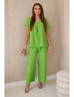 Súprava s náhrdelníkom blúzka + nohavice svetlo zelená Súprava s náhrdelníkom blúzka + nohavice svetlo zelená