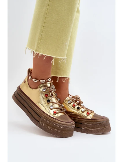 Damskie Trampki Na Platformie GOE NN2N4055 Złote Damskie Trampki Na Platformie GOE NN2N4055 Złote