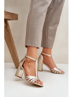 Sandały Z Naturalnej Skóry Na Słupku Laura Messi 2766