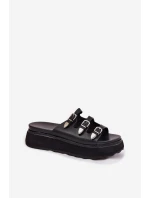 Dámské Klapky Na Platformě S Pásky Černé model 21698704 - Boto