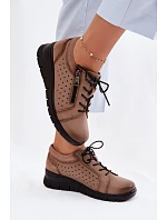 Dámske kožené topánky na platforme Vinceza 39977 Beige
