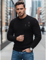 Pánsky čierny sveter FashionStreet WX1991 Pánsky čierny sveter FashionStreet WX1991