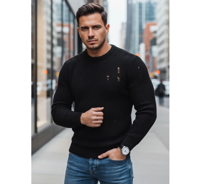 Pánsky čierny sveter FashionStreet WX1991 Pánsky čierny sveter FashionStreet WX1991