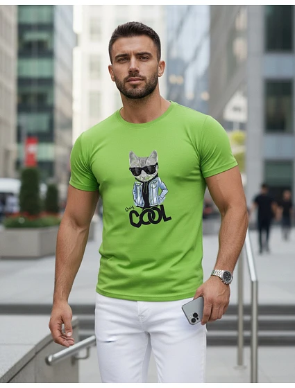 Pánske tričko Stay COOL s potlačou limetkovo zelená FashionStreet NX5018R