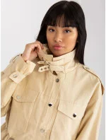 Prechodná bunda s vysokým golierom béžová (MC142)