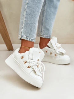 Sneakersy Damskie Na Platformie Białe Dolistana