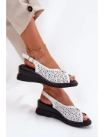 Skórzane Ażurowe Sandały Damskie Na Koturnie Vinceza 79529 Białe Skórzane Ażurowe Sandały Damskie Na Koturnie Vinceza 79529 Białe