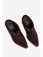 Semišové dámské sandály na podpatku D&A model 22031840 čokoládové - S.Barski