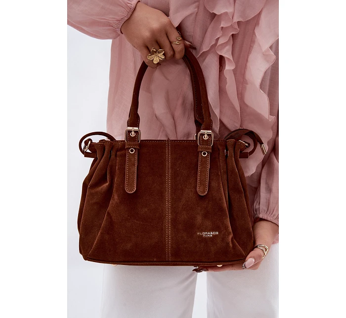 Kožená kabelka z ekologické semiše Camel model 22111514 - Flora&Co