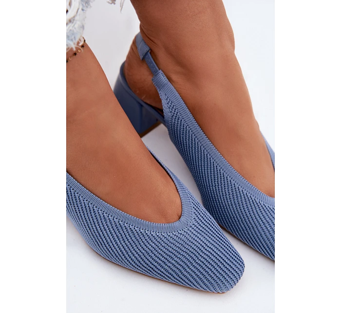 Materiálové dámské sandály na podpatku Modré Marcellé