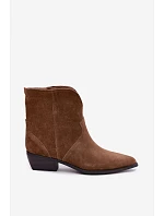Kožené kozačky na podpatku Základní kůže Camel Norelle