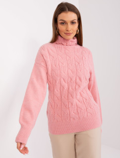 Svetloružový dámsky sveter s manžetami