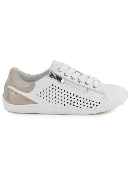 Dámské kožené barefoot ažurové bílé polobotky Gino model 22068716 - Gino Fabiani