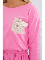 Šaty s flitrovým vreckom svetlo ružové