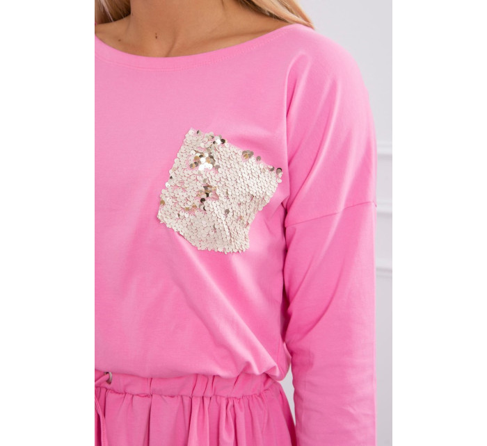 Šaty s flitrovým vreckom svetlo ružové