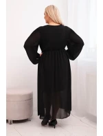 Dámská plisovaná model 21798751 Plus Size z viskózy a s dlouhým rukávem černá - K-Fashion