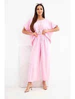 Dámsky viskózový set blúzka s krátkym rukávom a široké nohavice candy pink
