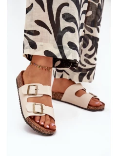 Dámské Pantofle Na Platformě S Přezkami Béžové model 21704333 - EVENTO