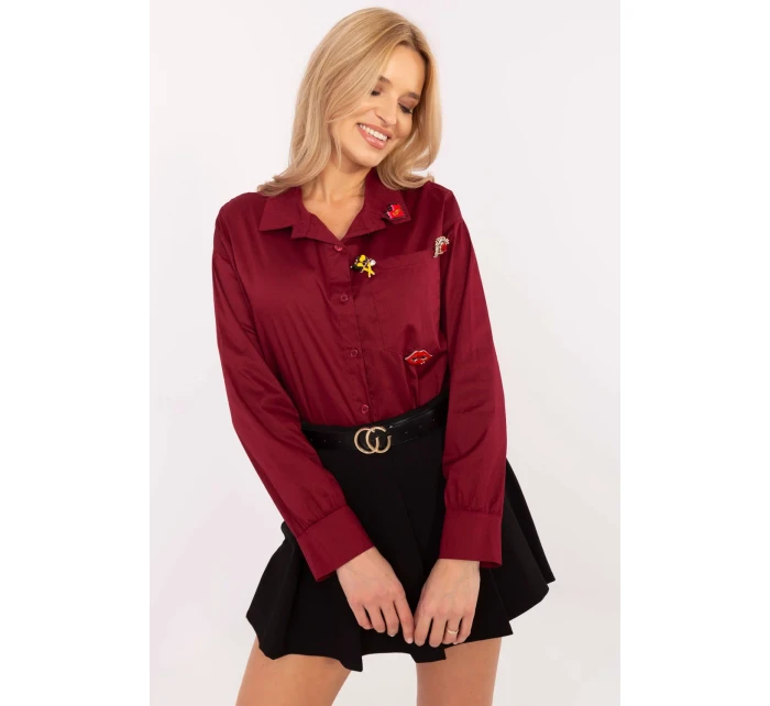 Košeľa s dlhým rukávom model 204357 Taliansko Moda Košeľa s dlhým rukávom model 204357 Taliansko Moda