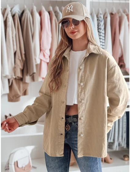 Dámska prechodná oversize košeľová bunda KOSMOJACK c.beige FashionStreet TY4841