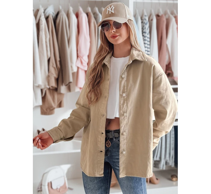 Dámska prechodná oversize košeľová bunda KOSMOJACK c.beige FashionStreet TY4841