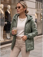 Dámska prešívaná prechodná bunda s kapucňou, zelená, FashionStreet TY5802