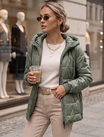 Dámska prešívaná prechodná bunda s kapucňou, zelená, FashionStreet TY5802