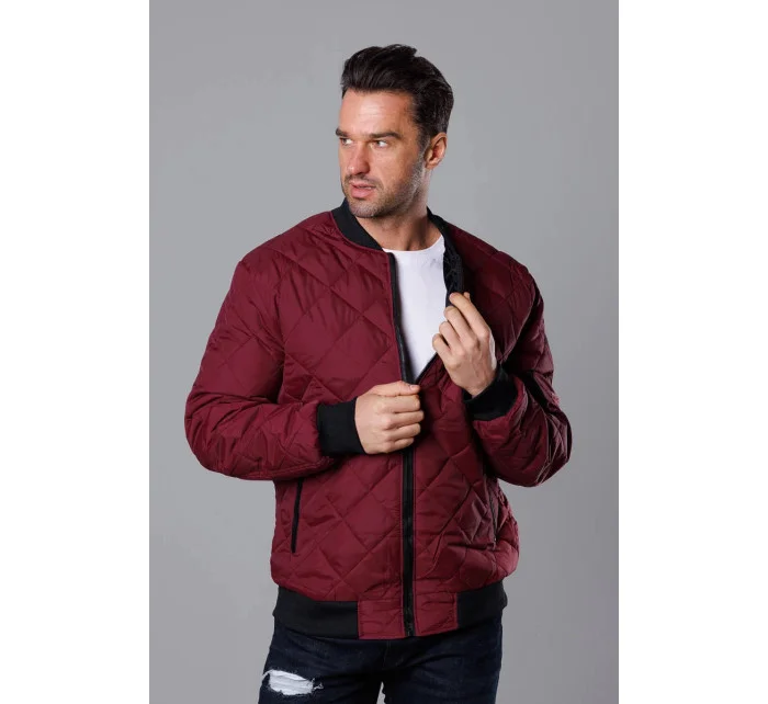 Pánska prešívaná bunda typu "bomber" vo vínovej bordovej farbe (MY01-6)