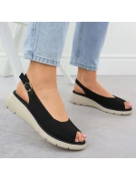 Dámske textilné sandále na platforme čierne Vinceza 97303