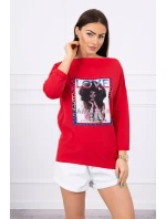 Americká dievčenská grafická blúzka červená S/M - L/XL