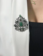 Brošňa XZ459-191 strieborná + zelená