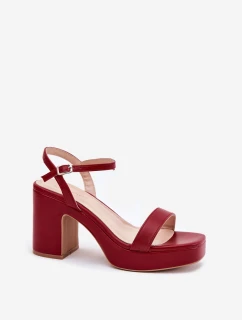 Eko kožené sandály na podpatku bordové model 21699445 - Boto