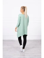 Oversize halenka s potiskem model 18745336 rtů tmavě mátová - K-Fashion Oversize halenka s potiskem model 18745336 rtů tmavě mátová - K-Fashion