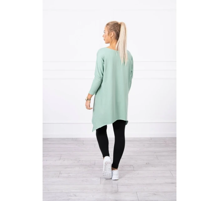 Oversize halenka s potiskem model 18745336 rtů tmavě mátová - K-Fashion Oversize halenka s potiskem model 18745336 rtů tmavě mátová - K-Fashion