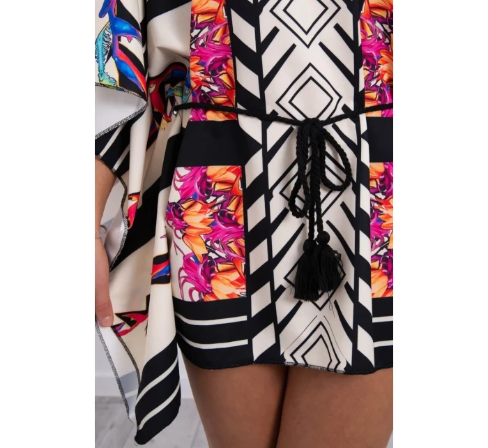 model 18746606 šaty s vázáním v pase ecru - K-Fashion