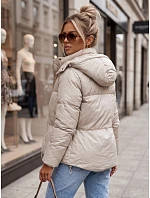Dámska kožená prechodná bunda COLLAR beige FashionStreet TY3763