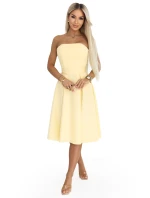 641-3 VIVIENNE korzetové midi šaty s opaskom - pastelovo žlté 641-3 VIVIENNE korzetové midi šaty s opaskom - pastelovo žlté