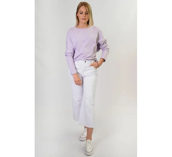 Široké dámske zvonové nohavice v bielej farbe (B102)